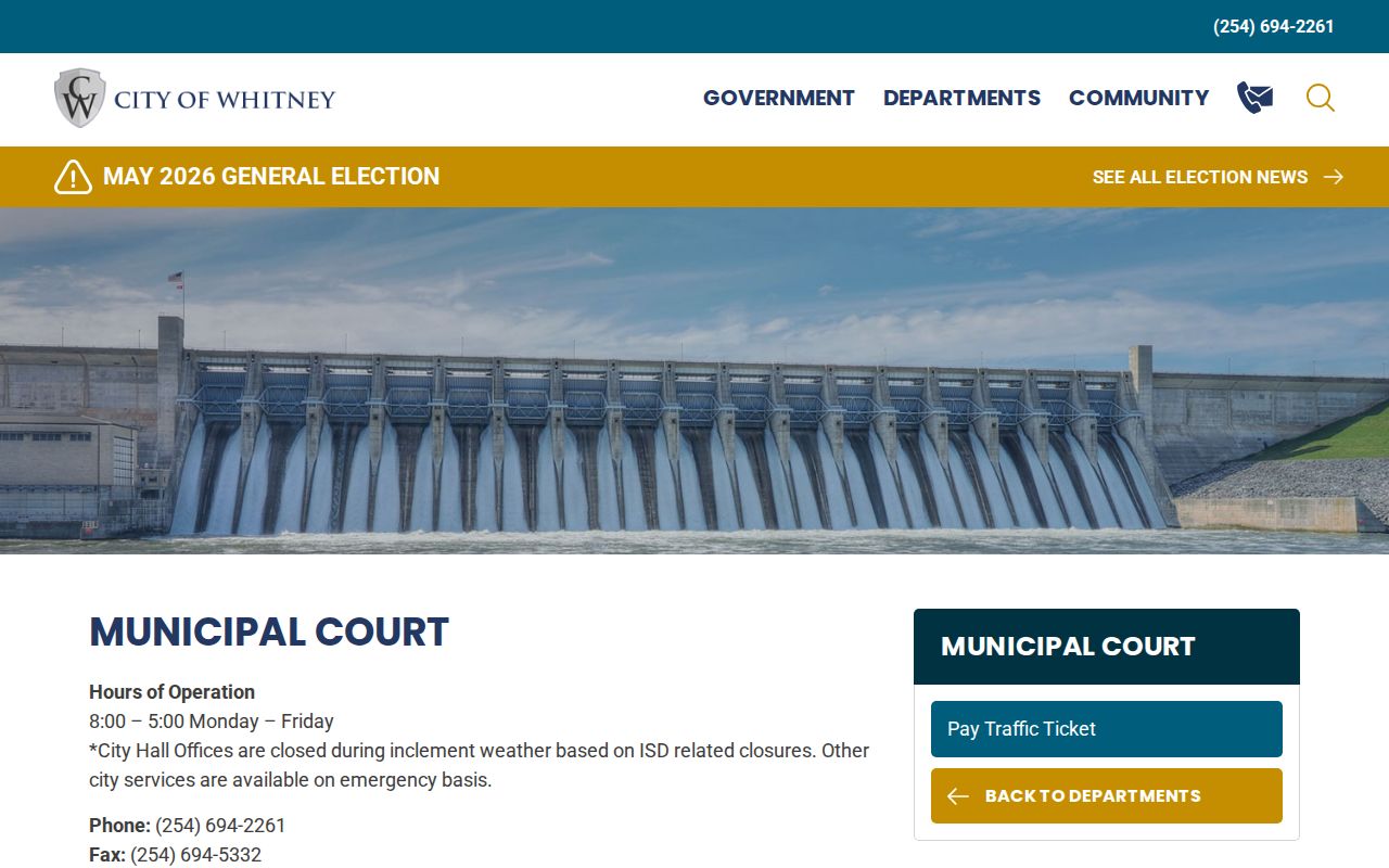 Whitney municipal court criminal records in Hill County